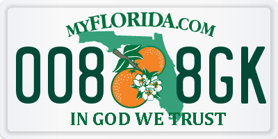 FL license plate 0088GK