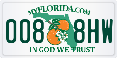 FL license plate 0088HW