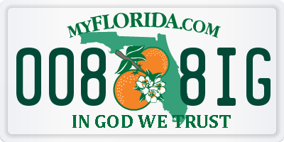 FL license plate 0088IG