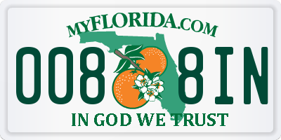 FL license plate 0088IN