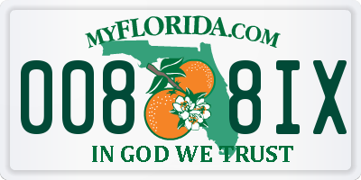 FL license plate 0088IX