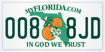 FL license plate 0088JD