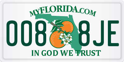 FL license plate 0088JE