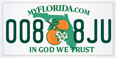 FL license plate 0088JU