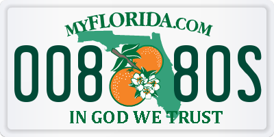 FL license plate 0088OS