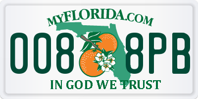 FL license plate 0088PB