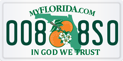FL license plate 0088SO