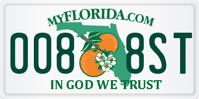 FL license plate 0088ST