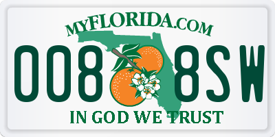 FL license plate 0088SW