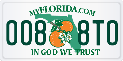 FL license plate 0088TO