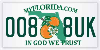 FL license plate 0088UK