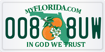 FL license plate 0088UW