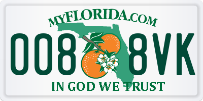 FL license plate 0088VK