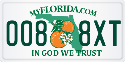 FL license plate 0088XT