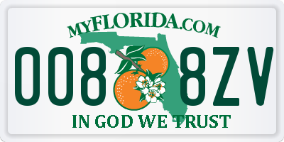 FL license plate 0088ZV