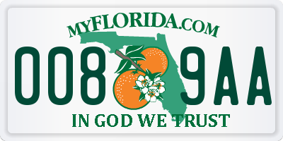 FL license plate 0089AA