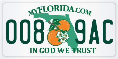 FL license plate 0089AC