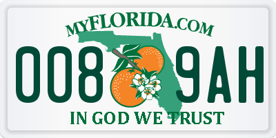 FL license plate 0089AH