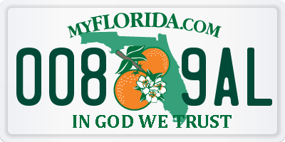 FL license plate 0089AL