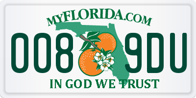 FL license plate 0089DU