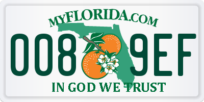 FL license plate 0089EF