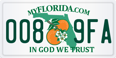 FL license plate 0089FA