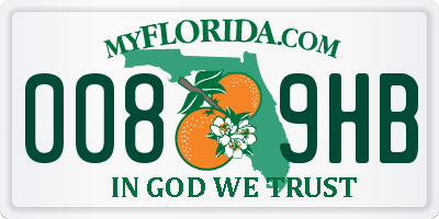 FL license plate 0089HB