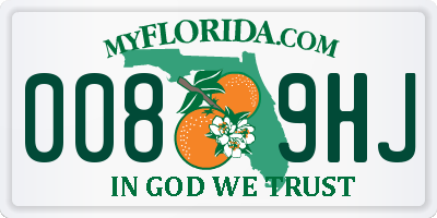 FL license plate 0089HJ