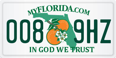 FL license plate 0089HZ