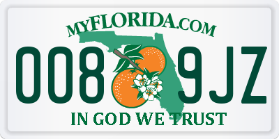 FL license plate 0089JZ