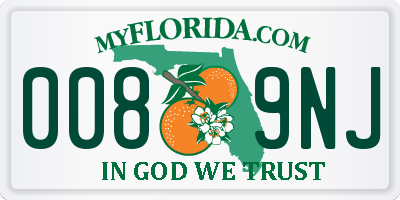 FL license plate 0089NJ