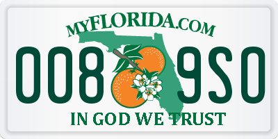 FL license plate 0089SO