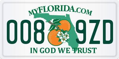 FL license plate 0089ZD