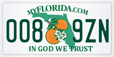 FL license plate 0089ZN