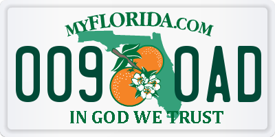 FL license plate 0090AD
