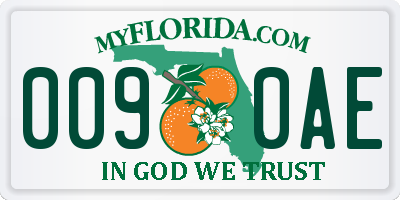 FL license plate 0090AE