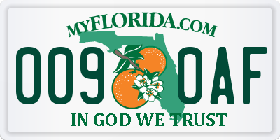 FL license plate 0090AF