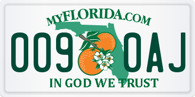 FL license plate 0090AJ