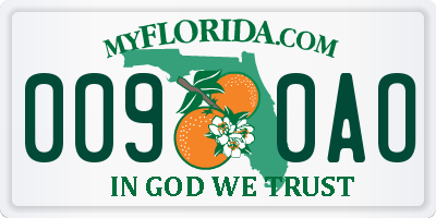 FL license plate 0090AO