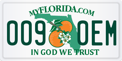FL license plate 0090EM
