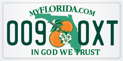 FL license plate 0090XT