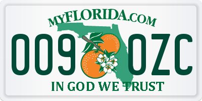 FL license plate 0090ZC
