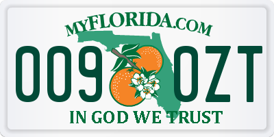 FL license plate 0090ZT