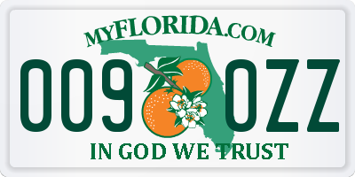 FL license plate 0090ZZ