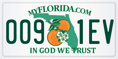 FL license plate 0091EV