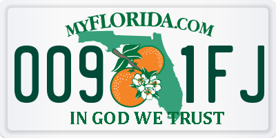 FL license plate 0091FJ