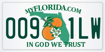 FL license plate 0091LW