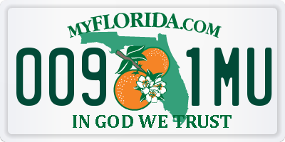 FL license plate 0091MU