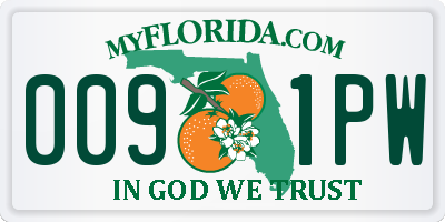 FL license plate 0091PW