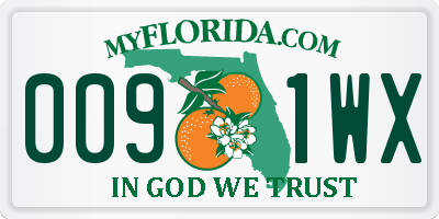 FL license plate 0091WX
